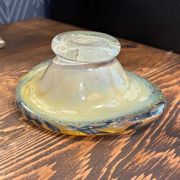 Hand-Blown Glass Trinket Dish or Jewelry Holder, Decorative Hand Blown Art Piece - Picture 7 of 11